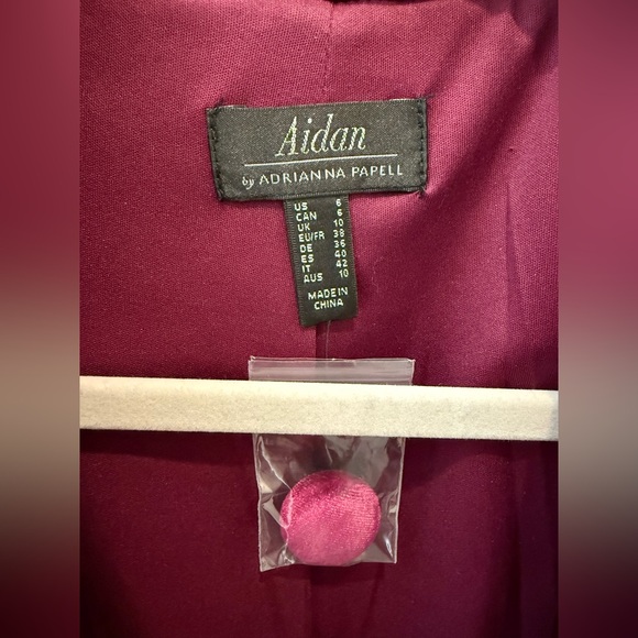 Aidan by Adrianna Papell Magenta Velvet Tuxedo Dress – Feather Hem 💖 - Picture 13 of 14